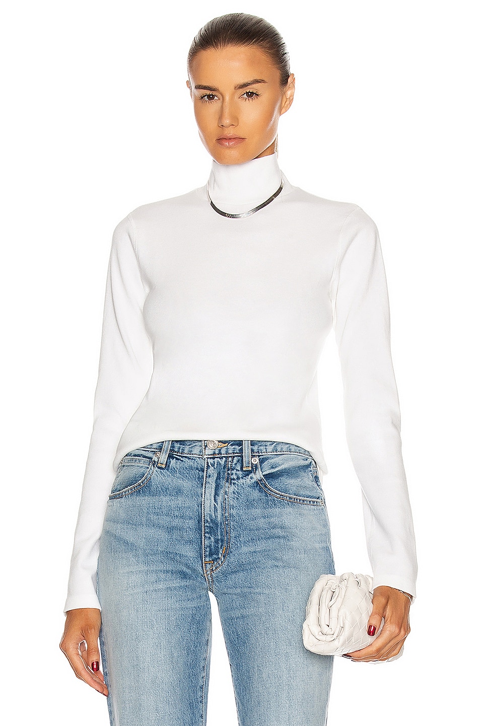 Image 1 of RE/DONE 60's Mock Neck Long Sleeve Tee in Off White