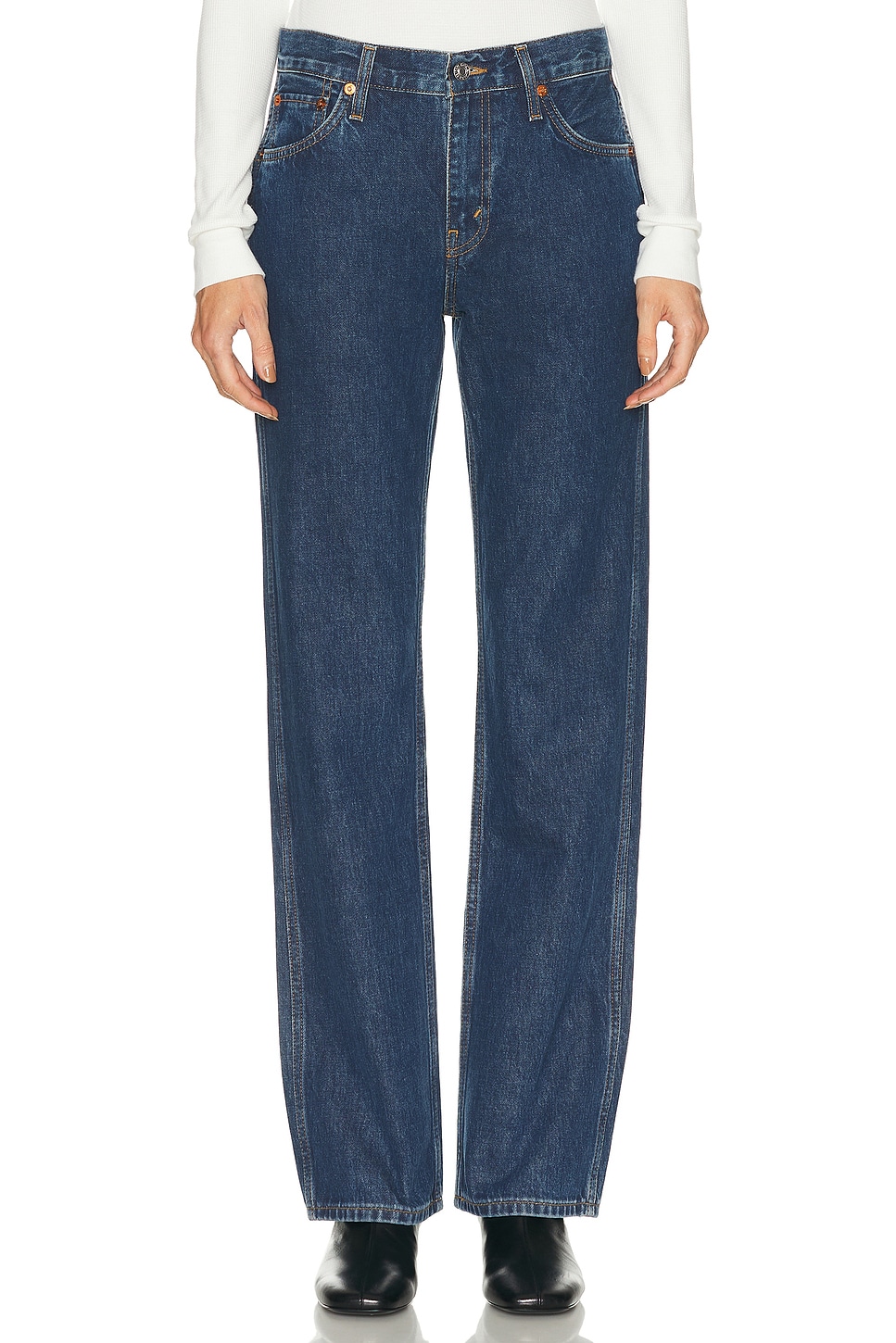 Image 1 of RE/DONE 90's Mid Rise Loose Jeans in Rustic Idigo