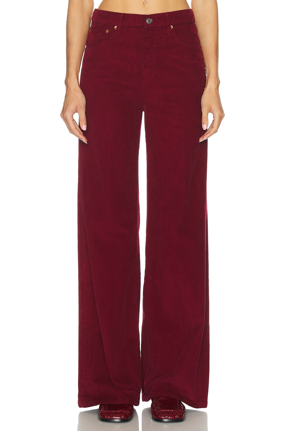 Image 1 of RE/DONE High Rise Wide Leg Jeans in Beet Cord