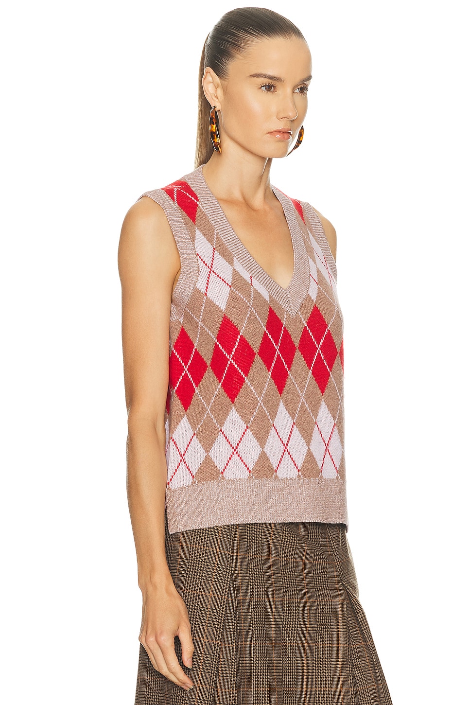 Re/done Argyle Vest In Multi