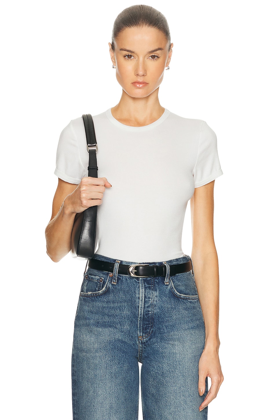 Image 1 of RE/DONE 90's Ribbed Cap Sleeve Tee in Off White