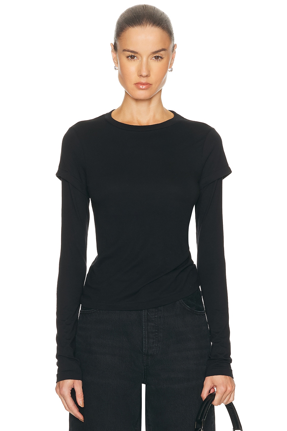 Image 1 of RE/DONE Slim Layer Long Sleeve in Black
