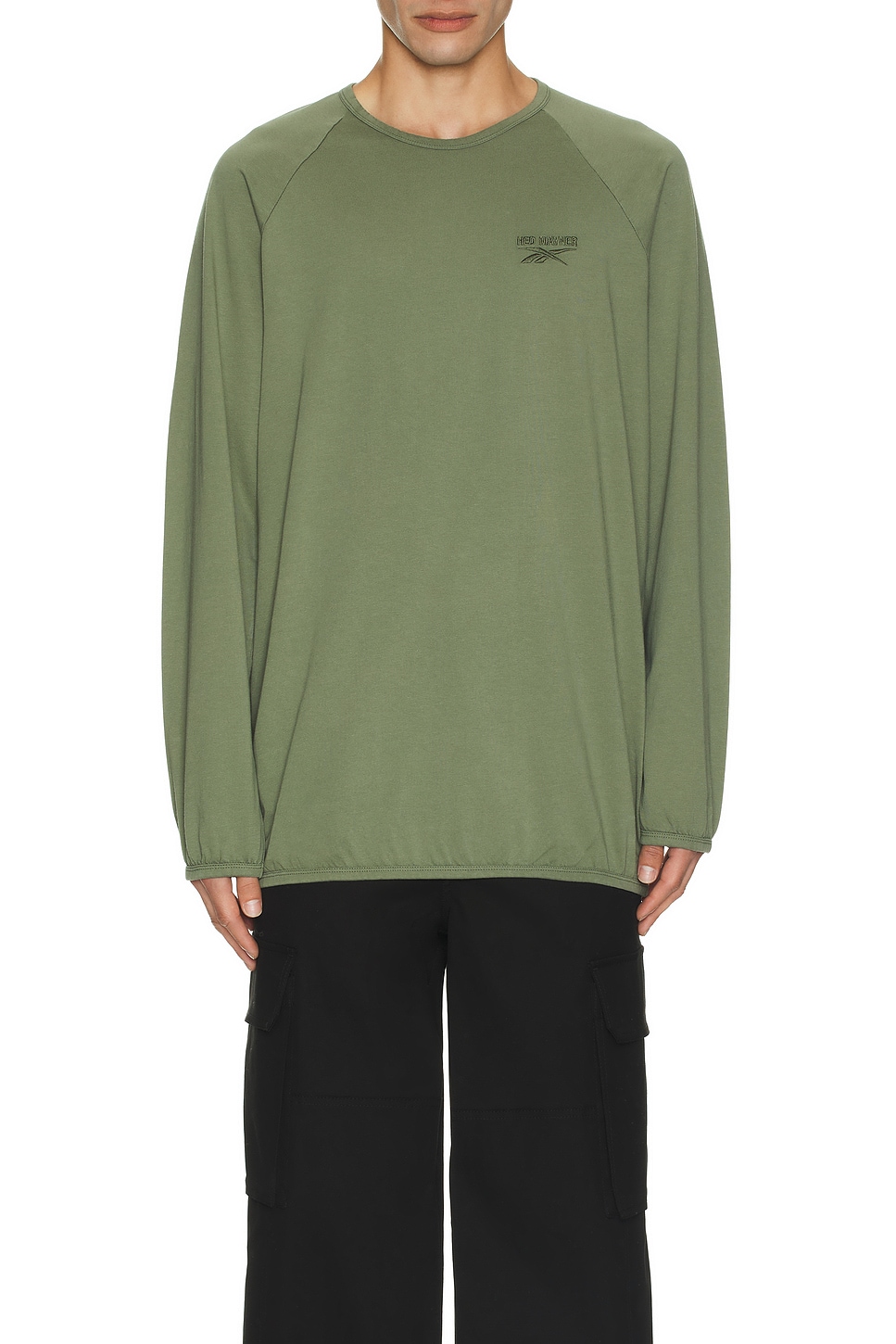 Image 1 of Reebok x Hed Mayner Long Sleeve T-shirt in Army Green