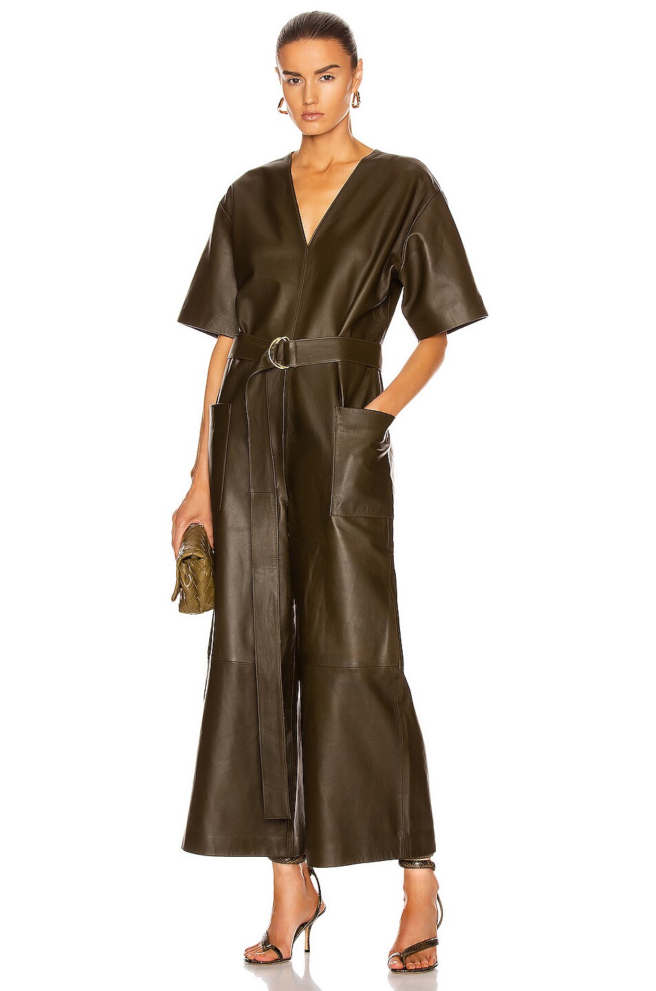 Image 1 of REMAIN Dalmine Leather Jumpsuit in Tarmac
