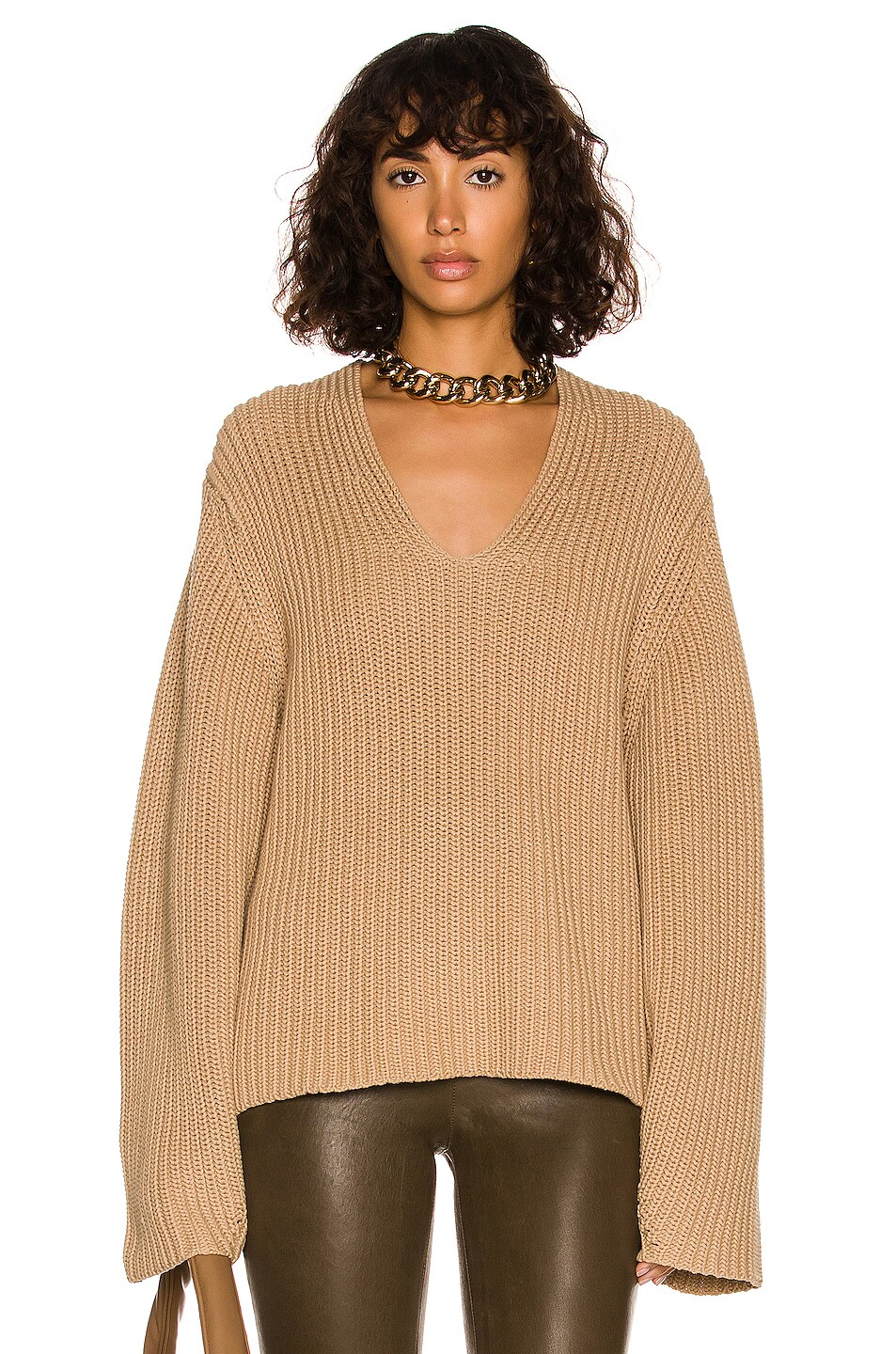 Image 1 of REMAIN Acuda Knit V-Neck Sweater in Incense