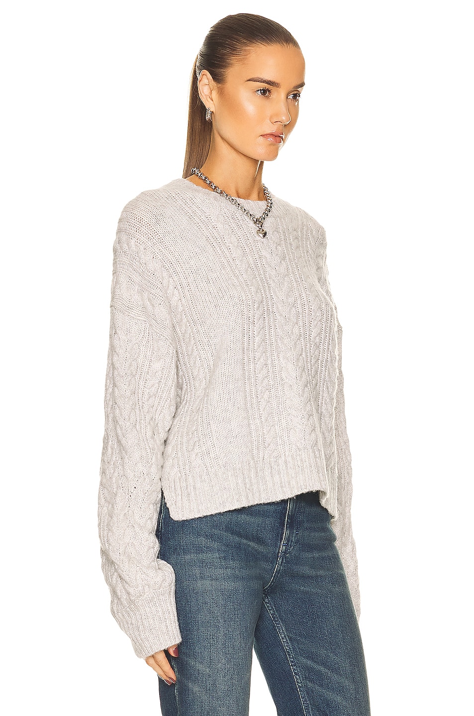 REMAIN Dreah Knit Sweater in Light Grey Melange | FWRD