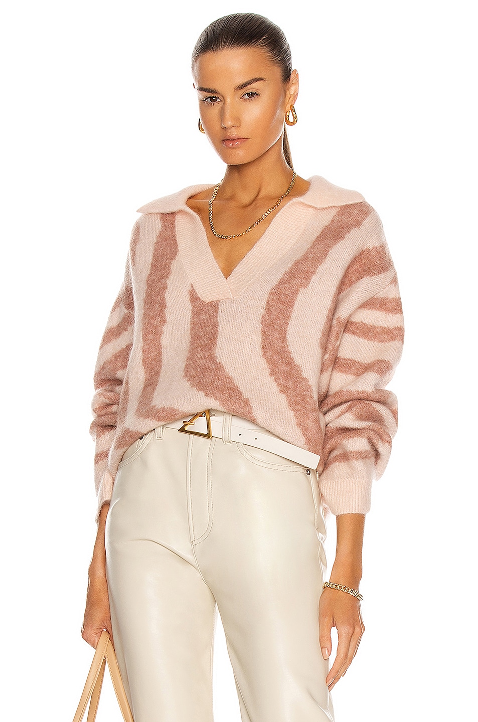 Image 1 of REMAIN Cami Polo Knit Sweater in Silver Pheony
