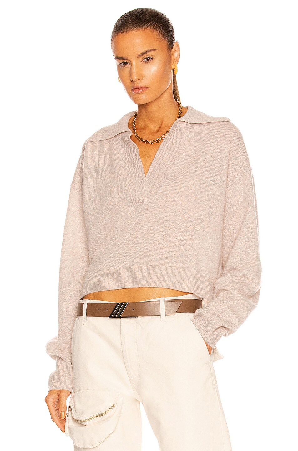 Image 1 of REMAIN Patty Polo Knit Sweater in Gravel
