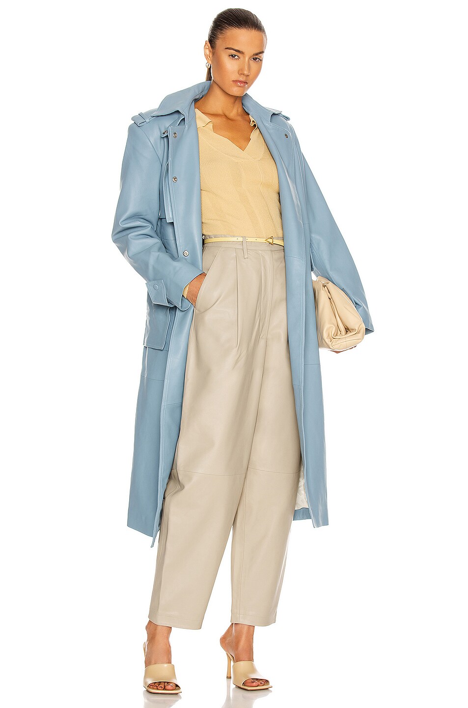 Image 1 of REMAIN Pirella Trench Leather Division Coat in Ashley Blue