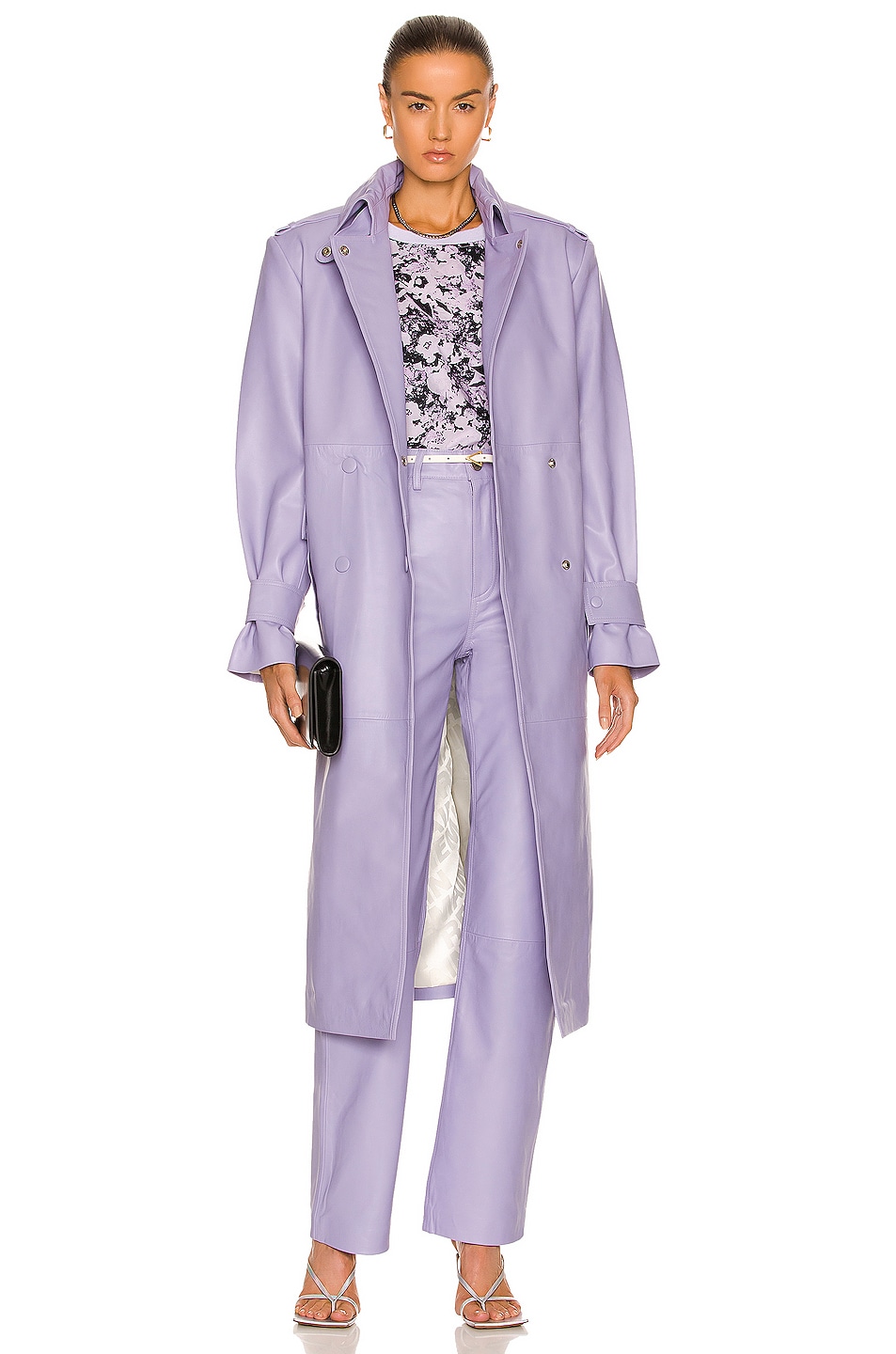 Image 1 of REMAIN Pirene Leather Coat in Pastel Lilac