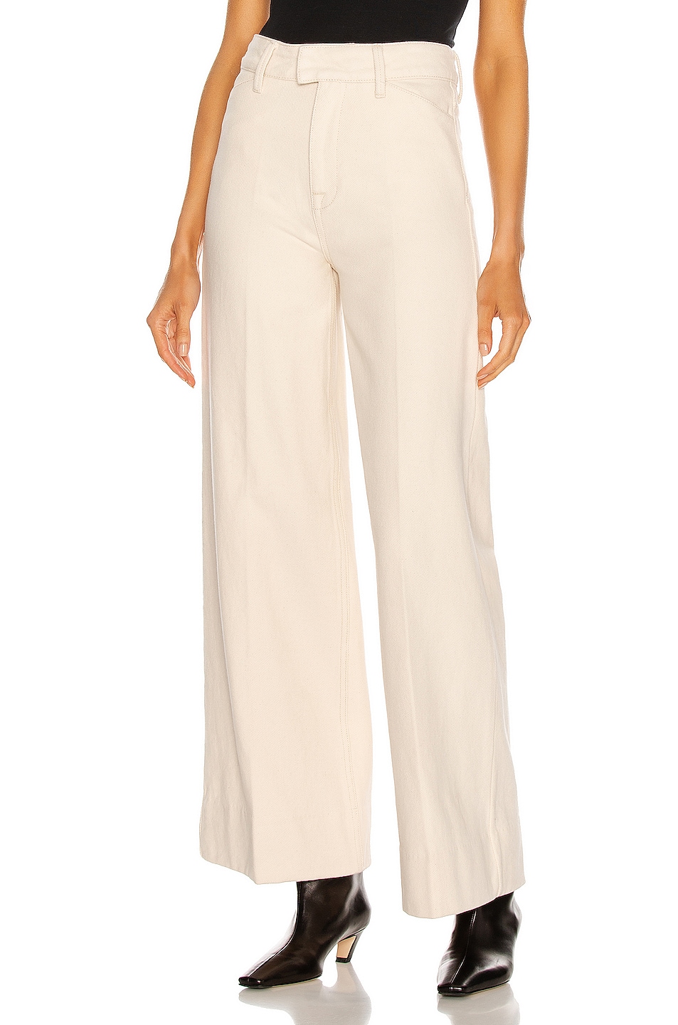 Image 1 of REMAIN Bernadette High Waist Pant in White Asparagus