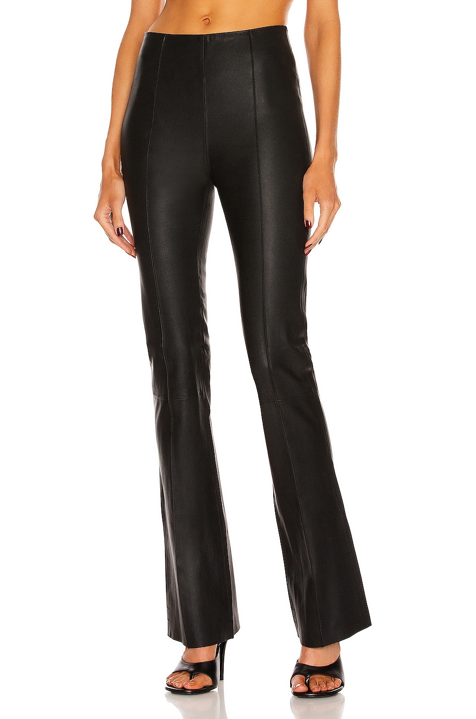 Image 1 of REMAIN Floral Bootcut Leather Pant in Black