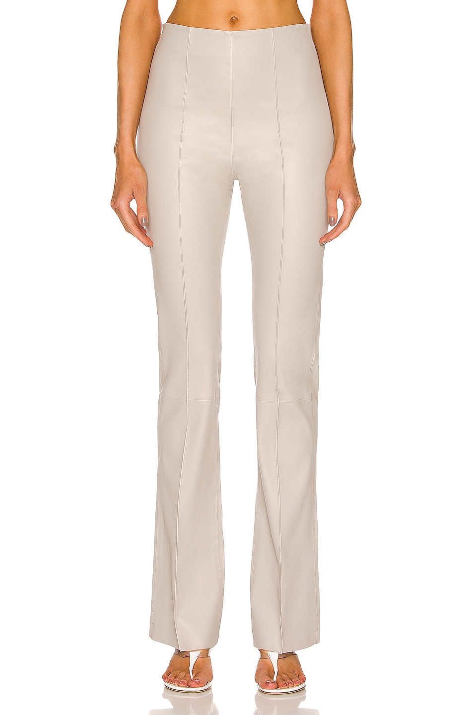 Image 1 of REMAIN Floral Bootcut Leather Pant in Dove Grey