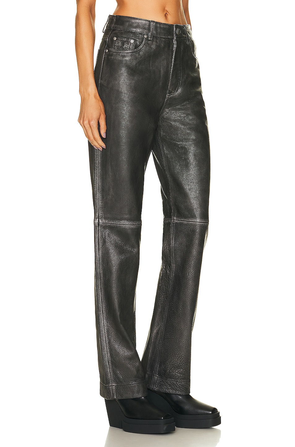 REMAIN Washed Leather Pant in Black FWRD