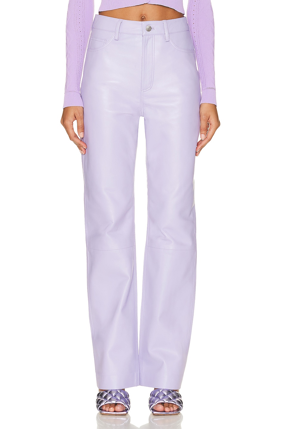 Image 1 of REMAIN Leather Straight Pant in Pastel Lilac