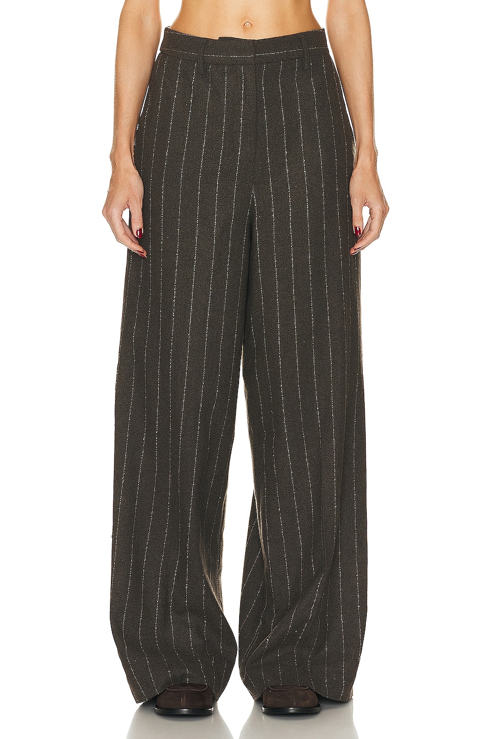 Image 1 of REMAIN Pinstripe Wide Pants in MULCH