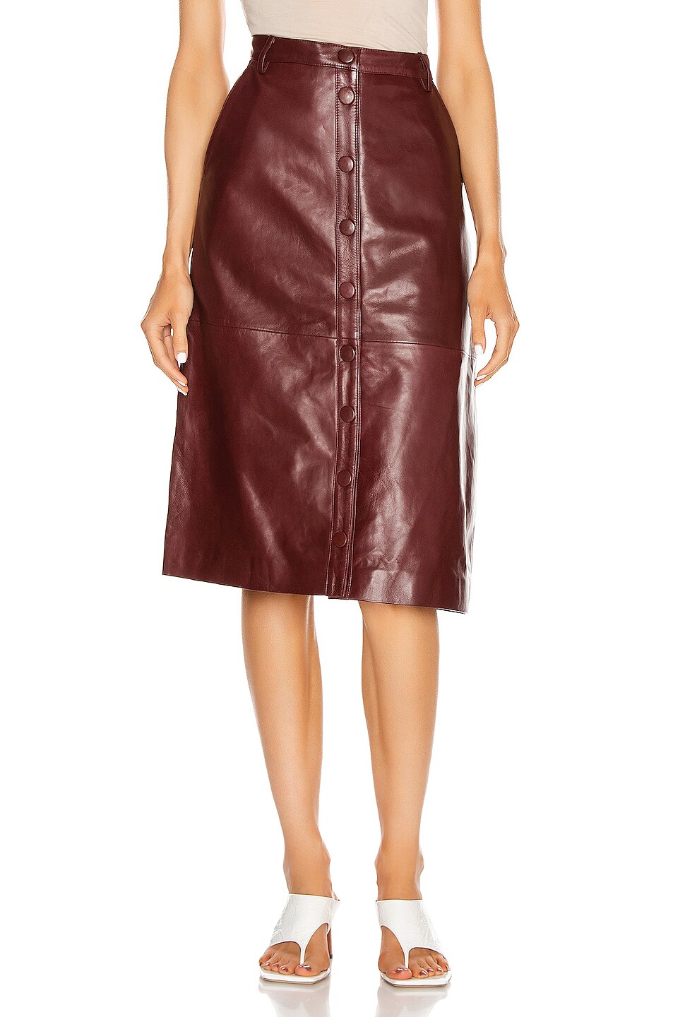 Image 1 of REMAIN Bellis Leather Skirt in Port Royale