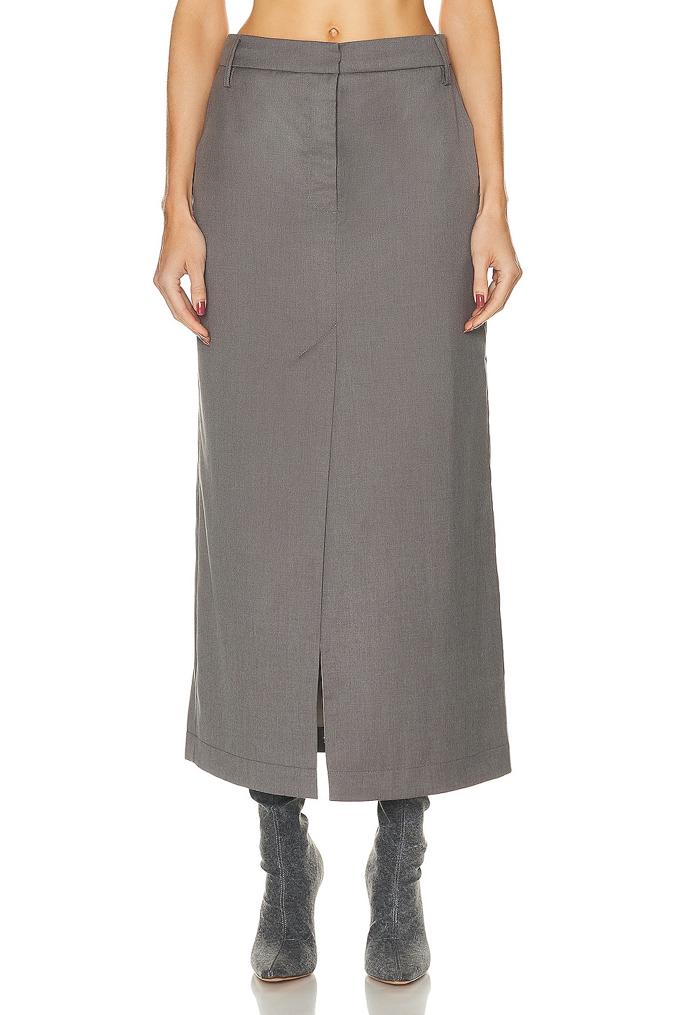 REMAIN Long Suiting Skirt in Dark Gull Gray | FWRD