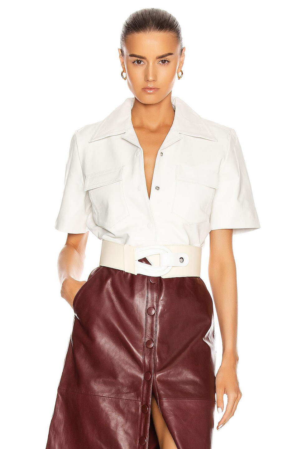 Image 1 of REMAIN Sienna Leather Shirt in Bright White
