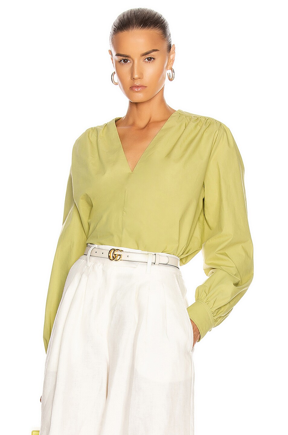 Image 1 of REMAIN Straw Long Sleeve Top in Moss