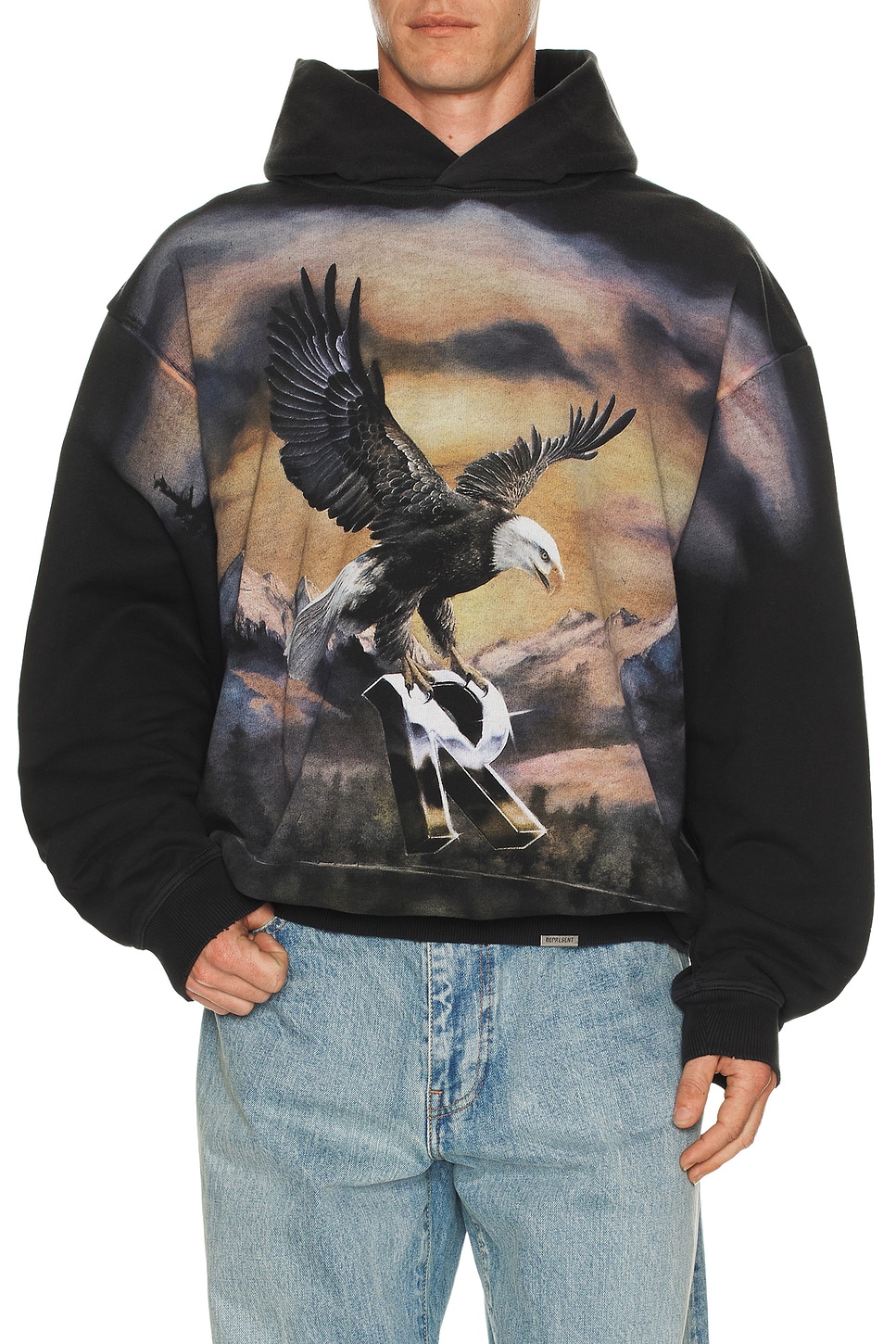 Image 1 of REPRESENT Chrome Flight Hoodie in Stained Black