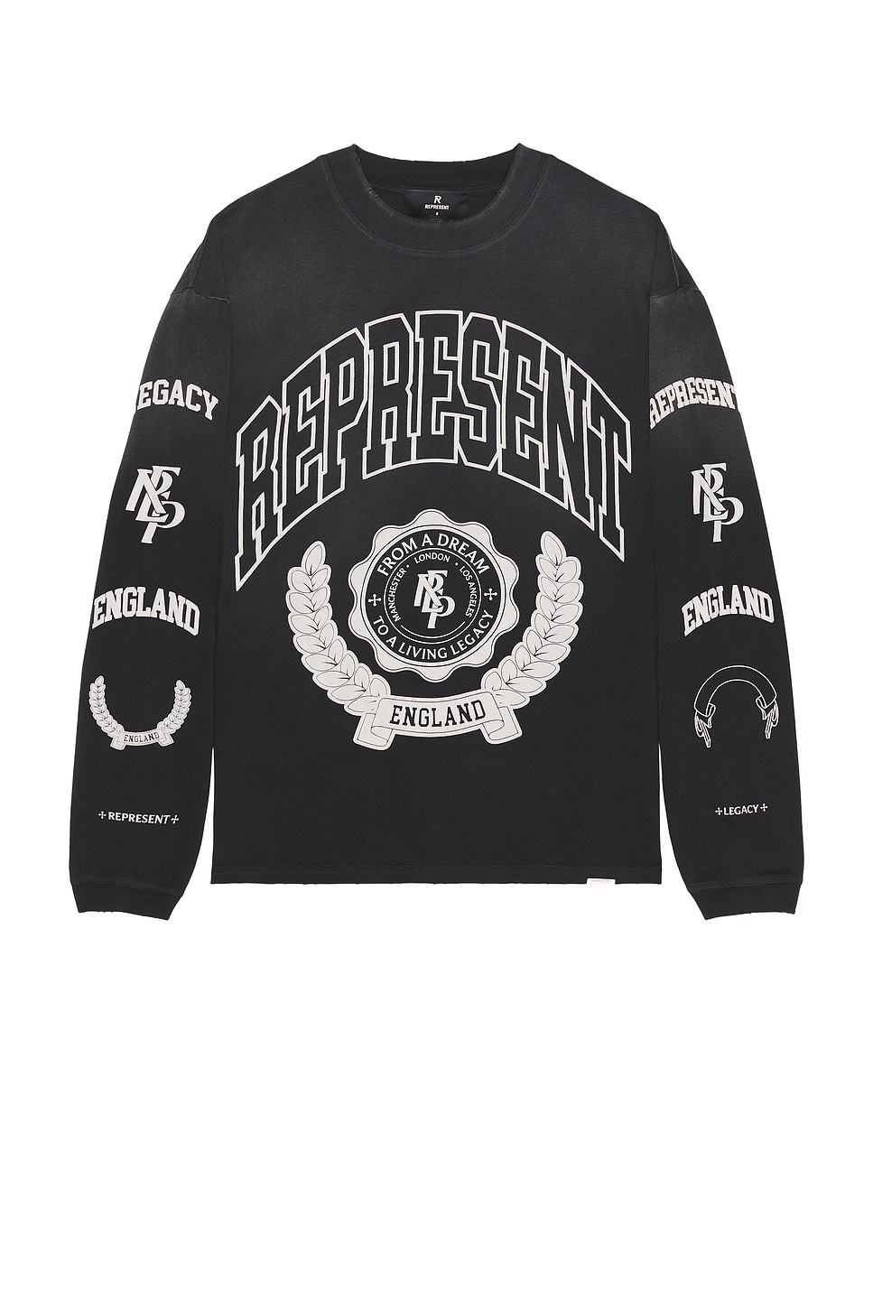 Image 1 of REPRESENT Legacy Crest Long Sleeve Tee in Stained Black