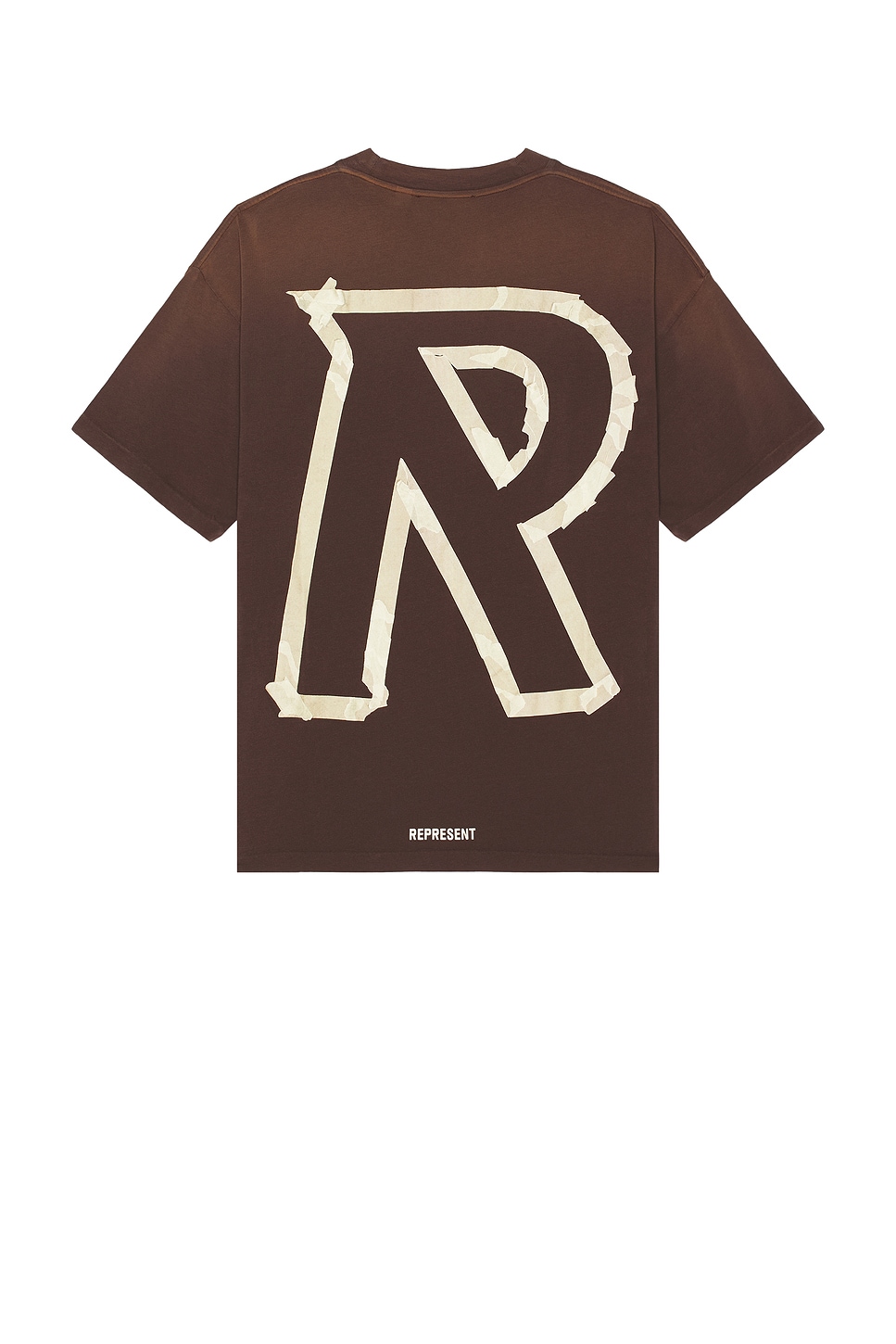 REPRESENT Masking Tape Initial T-Shirt in Brown