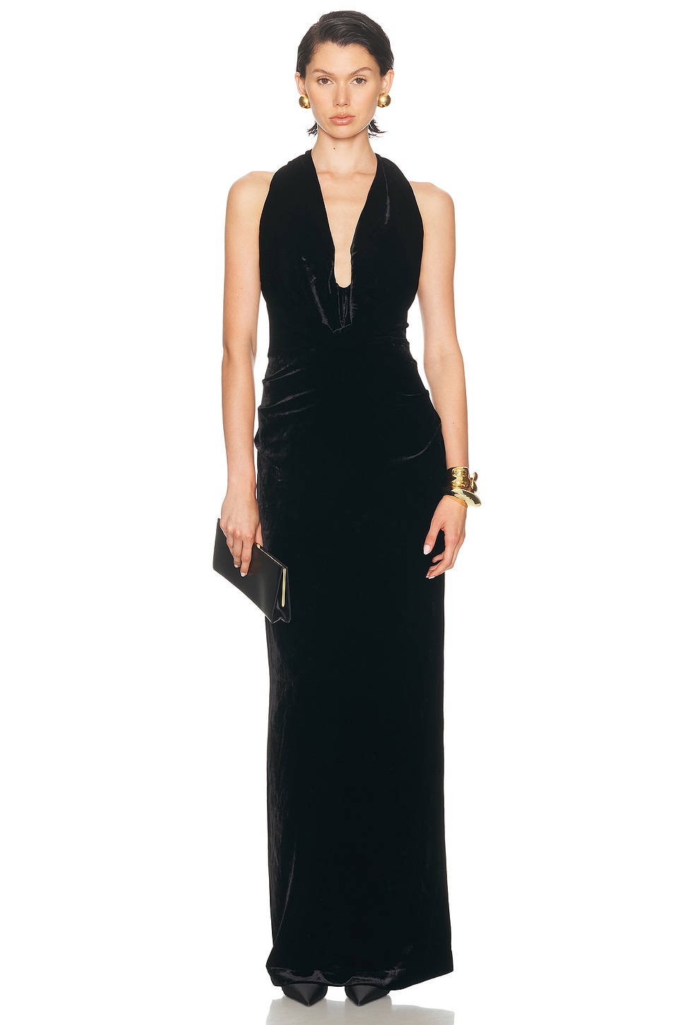 Image 1 of Rachel Gilbert Martin Plunge Gown in Black