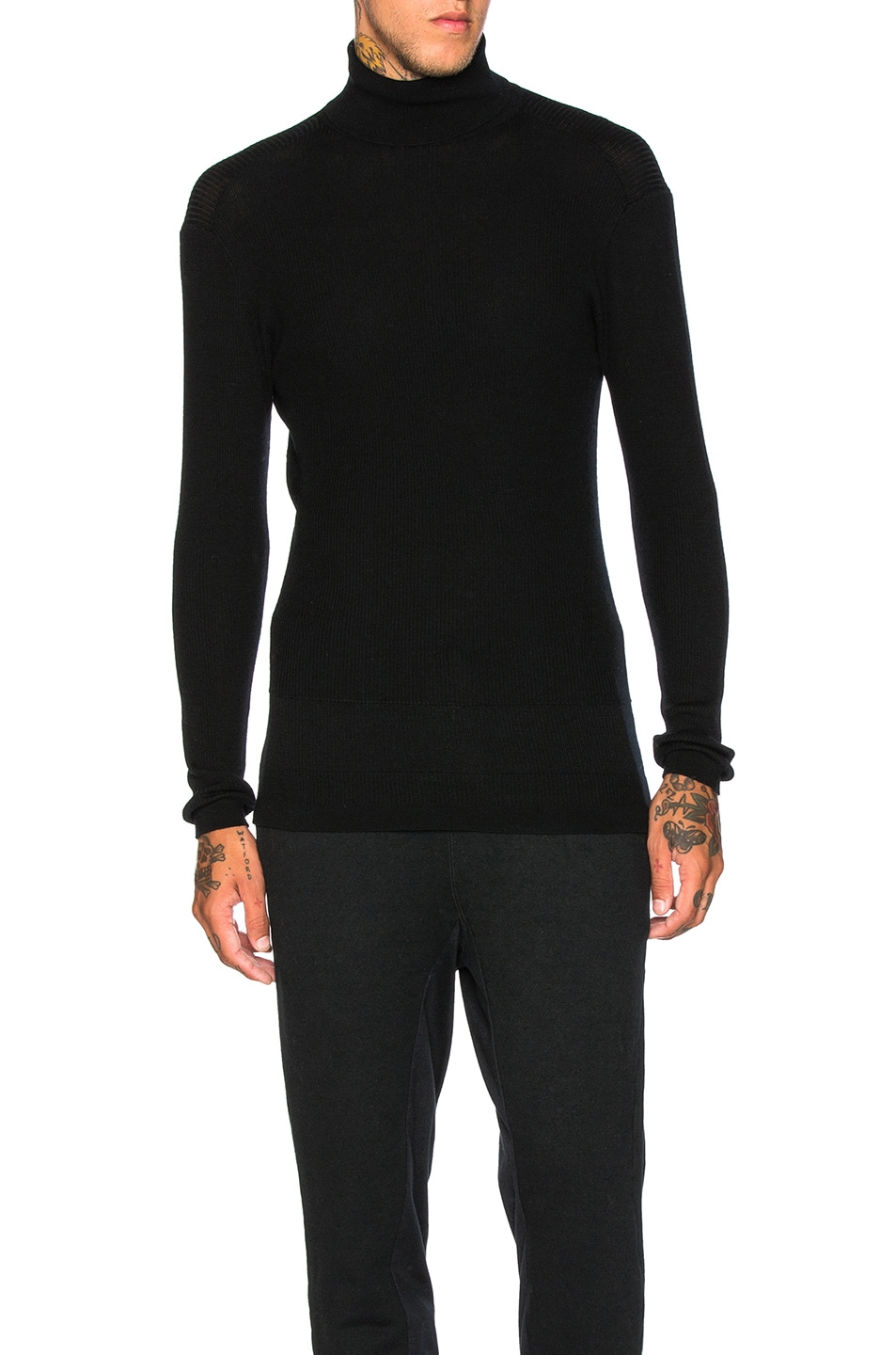 Image 1 of Robert Geller Luca Knit Turtleneck Sweater in Black