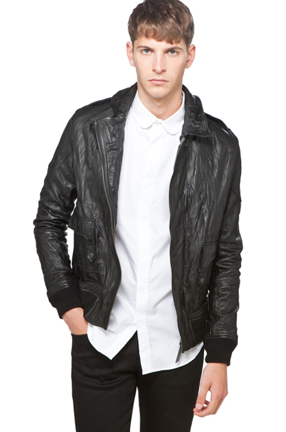 Image 1 of Robert Geller Manfred Leather Jacket in Black