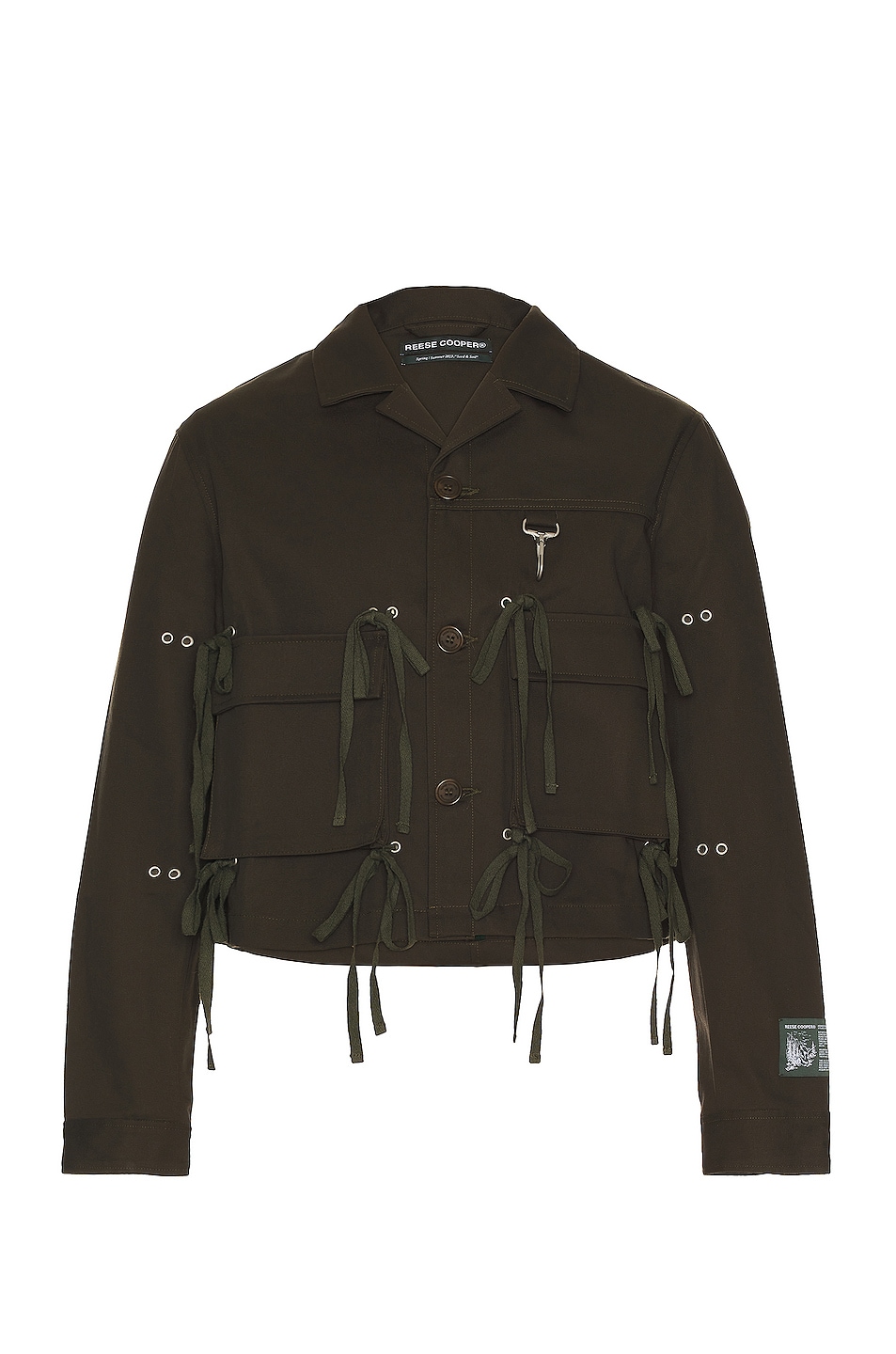 Image 1 of Reese Cooper Modular Pocket Cotton Twill Three Button Jacket in Olive