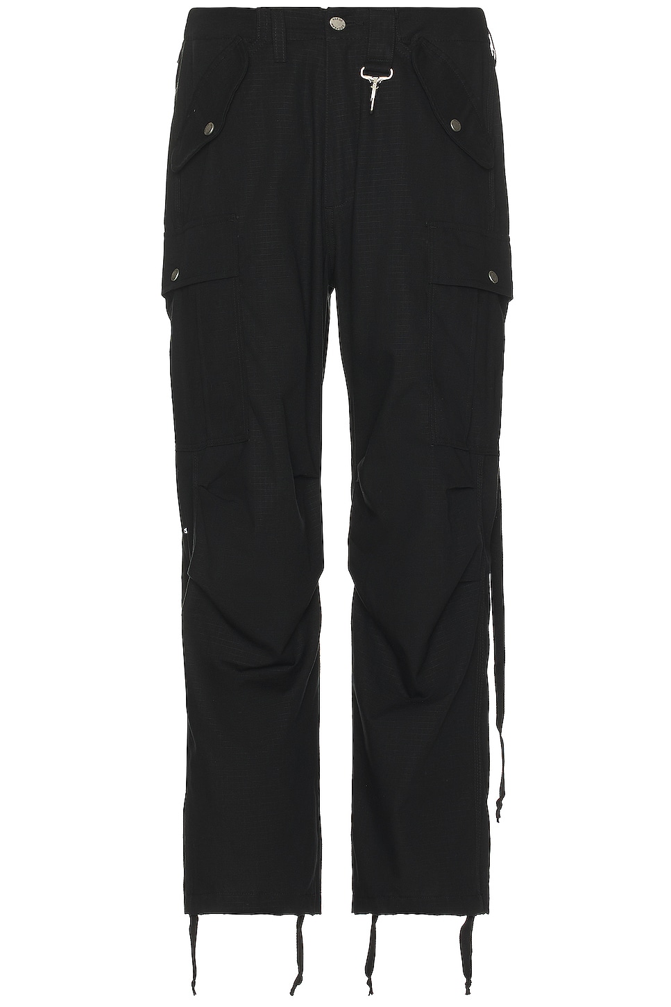 Cotton Ripstop Wide Leg Cargo Pant in Black