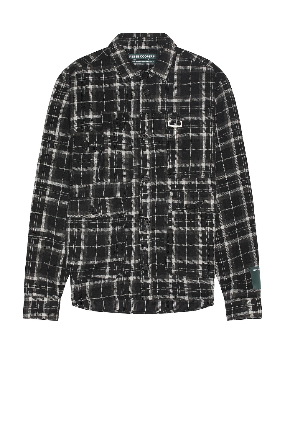 Image 1 of Reese Cooper Cargo Pocket Flannel Shirt in Black