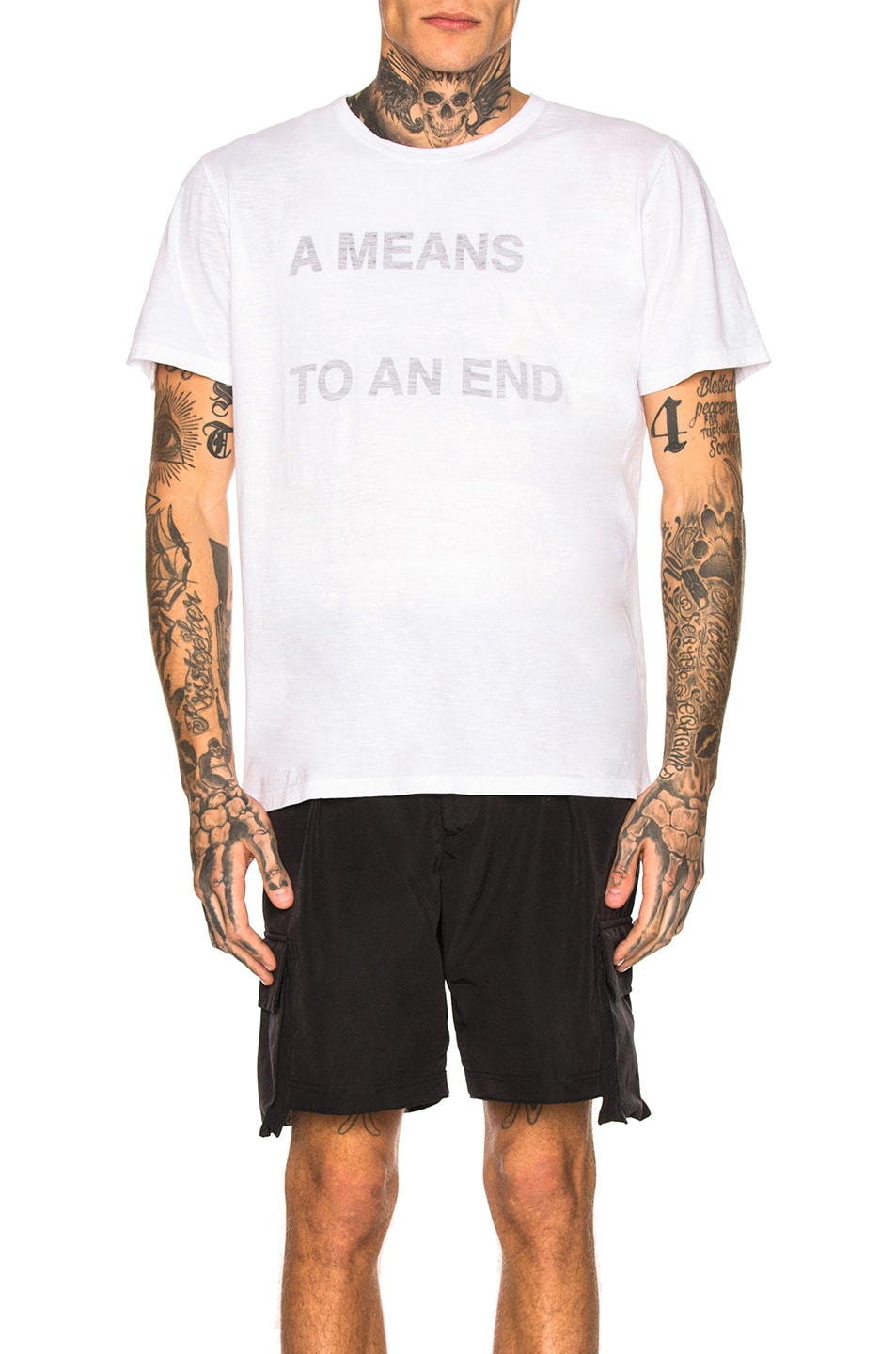 Image 1 of Reese Cooper A Means To An End Graphic Tee in White & Black