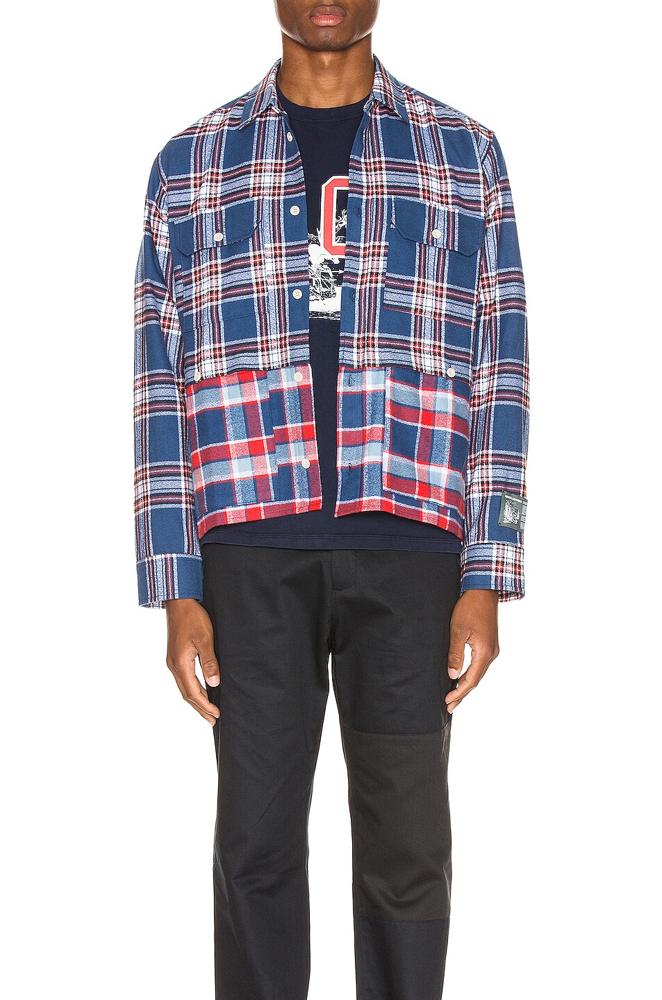 Image 1 of Reese Cooper Double Layered Flannel Shirt in Americana