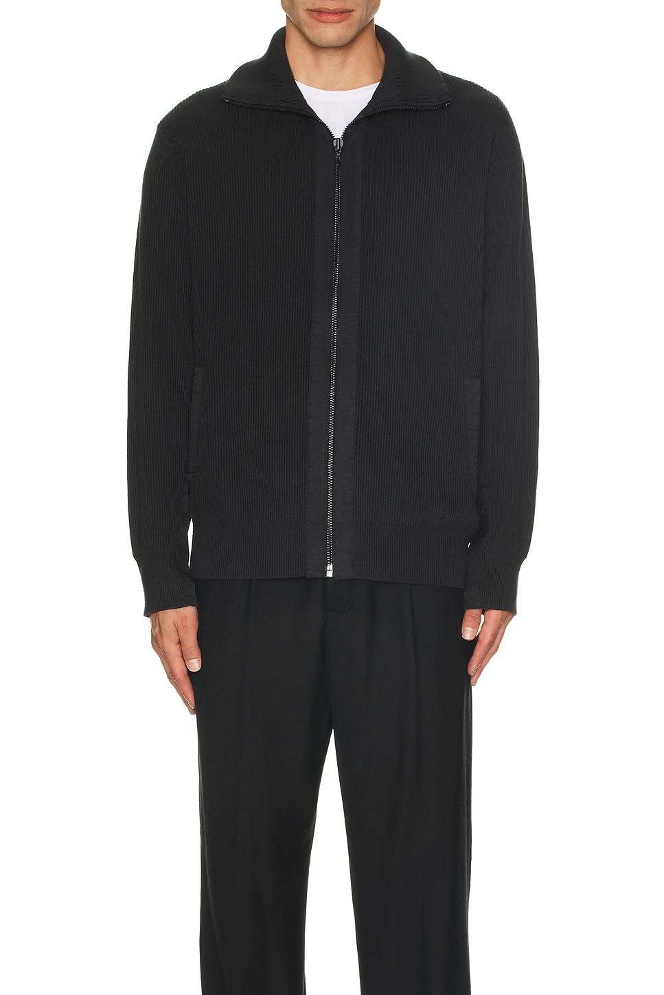 Image 1 of Rag & Bone Washed Dexter Andrew Zip Sweater in Dark Grey