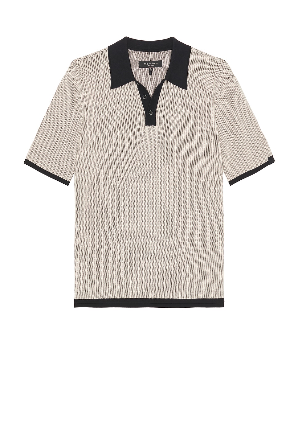 Image 1 of Rag & Bone Harvey Knit Polo Shirt in Light Tan