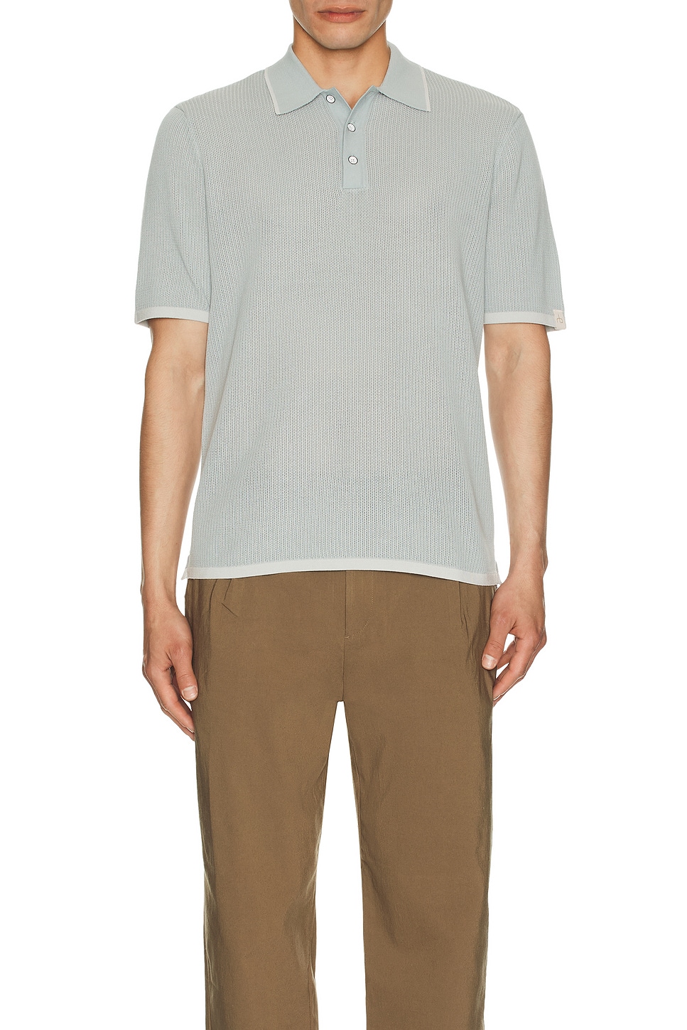 Image 1 of Rag & Bone Harvey Knit Polo in Light Blue