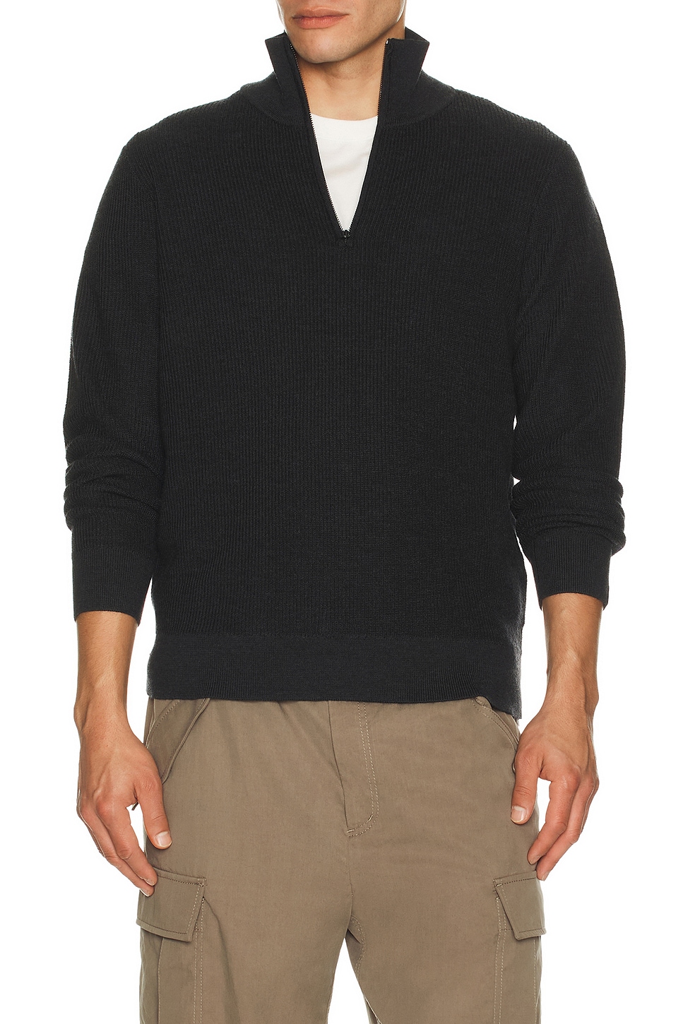 Image 1 of Rag & Bone Joel Merino Half Zip Sweater in Charcoal