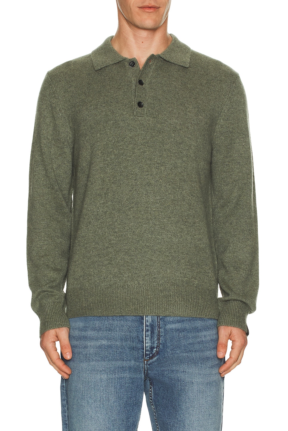 Image 1 of Rag & Bone Declan Rugby Polo in Army Green