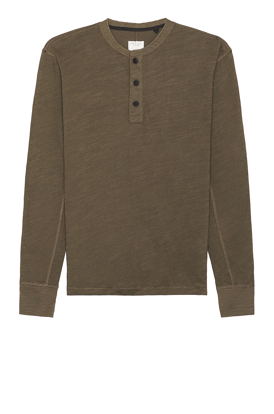 Image 1 of Rag & Bone Classic Flame Henley in Olive