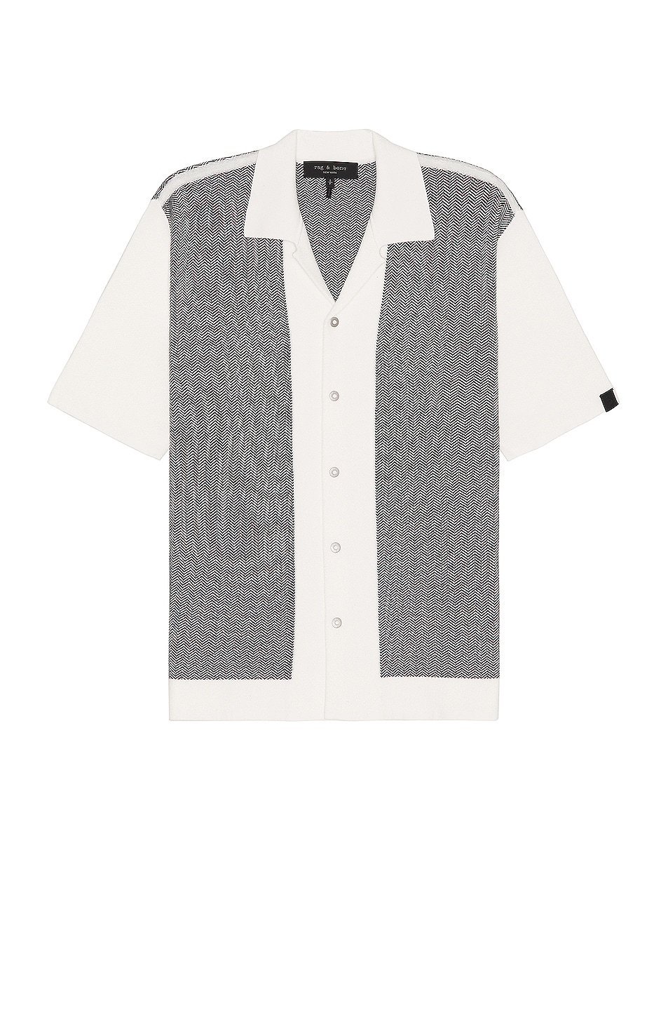 Image 1 of Rag & Bone Herringbone Snap Front Avery Button Down Shirt in Ivory Multi