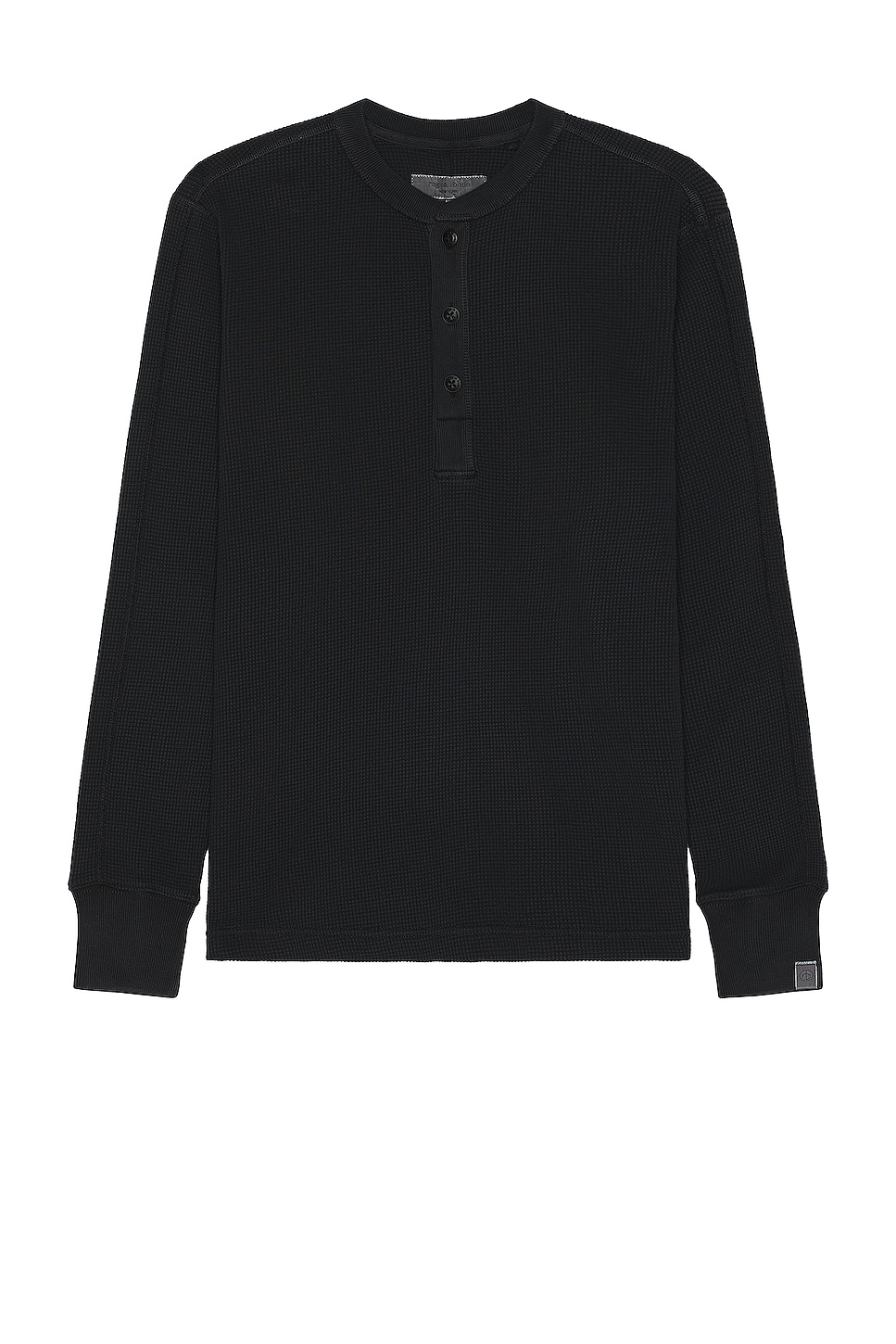 Image 1 of Rag & Bone Garment Dye Waffle Henley in Black