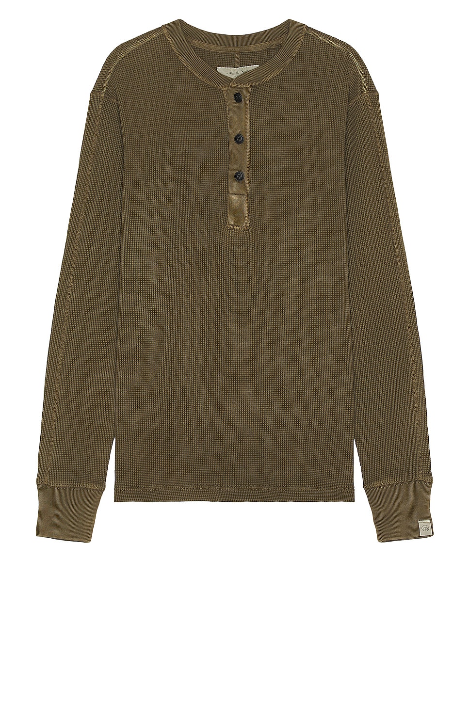 Image 1 of Rag & Bone Garment Dyed Henley in Olive