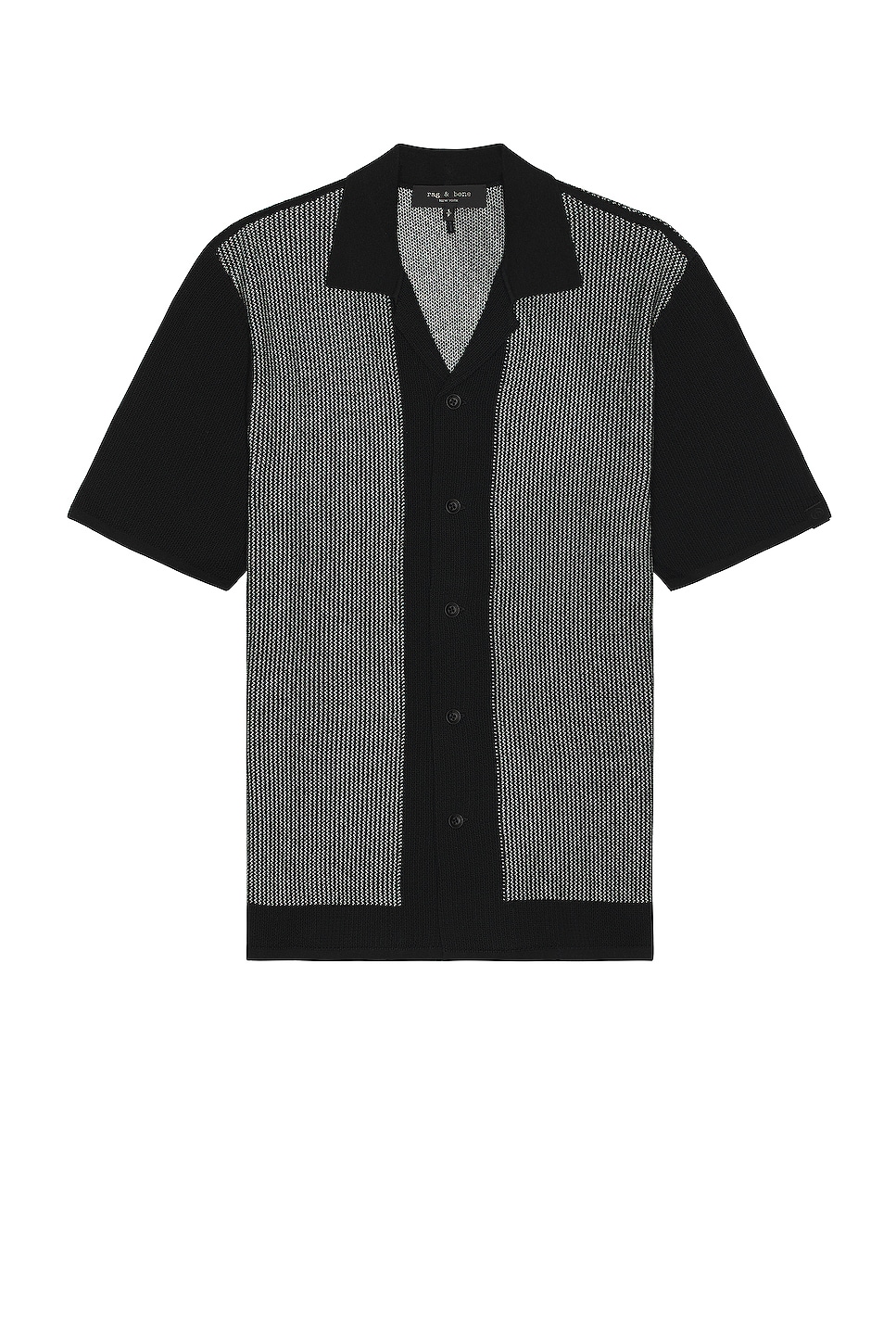 Image 1 of Rag & Bone Harvey Knit Camp Shirt in Black & White