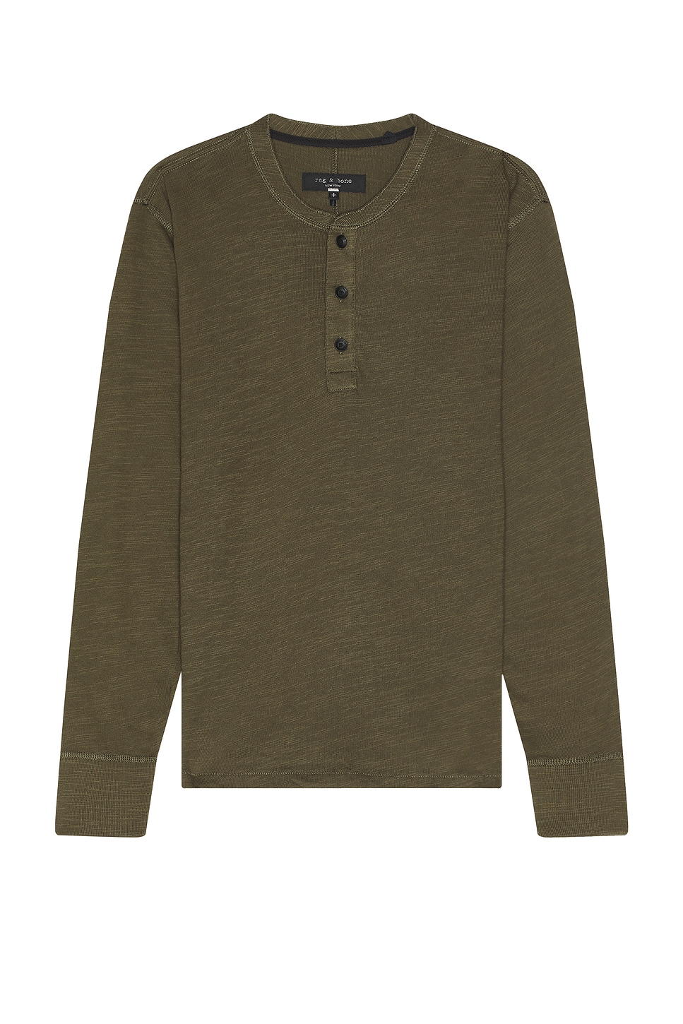 Image 1 of Rag & Bone Classic Flame Henley in Forest Green