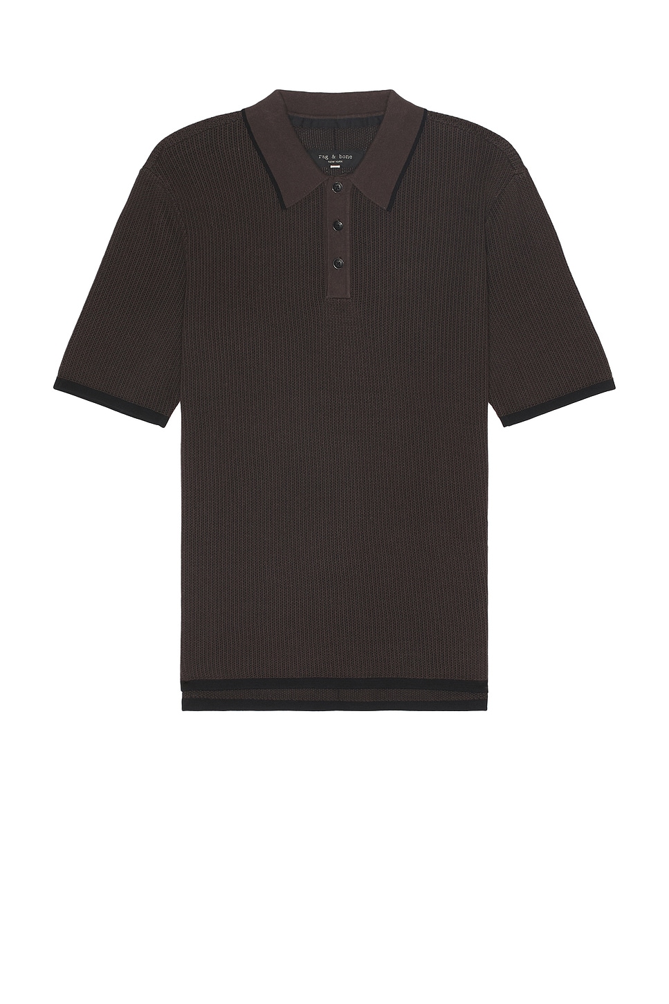 Image 1 of Rag & Bone Harvey Knit Polo in Slate Brown