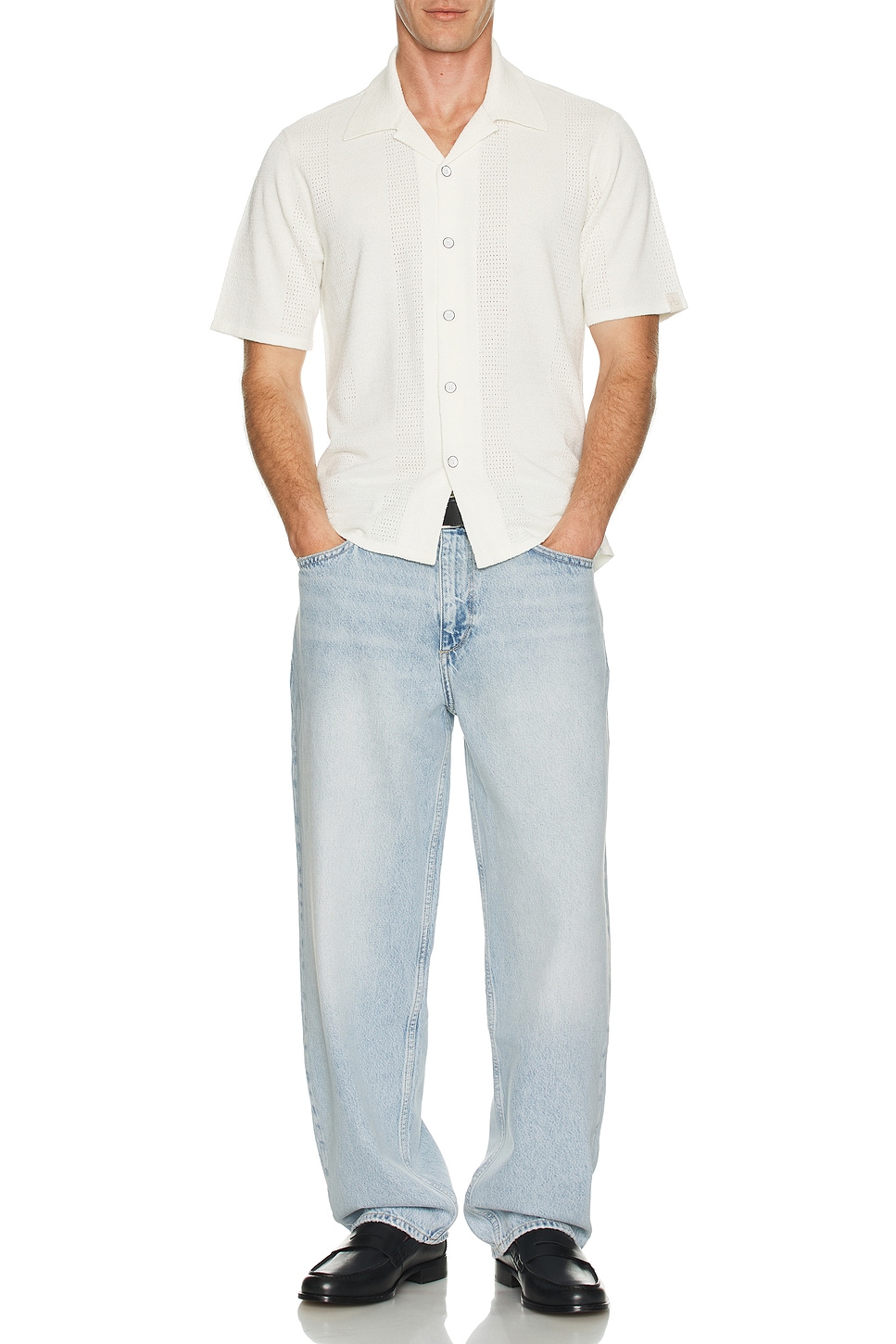 Image 1 of Rag & Bone Zuma Pointelle Avery Shirt in Chalk