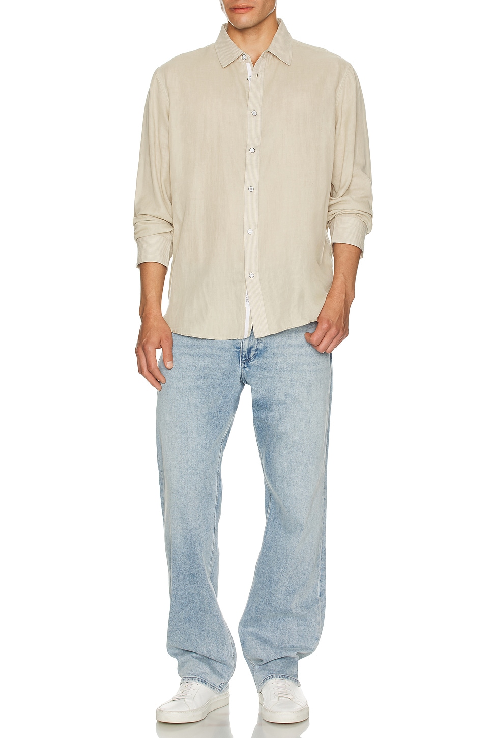 Image 1 of Rag & Bone Finch Gauze Stripe Shirt in Silver