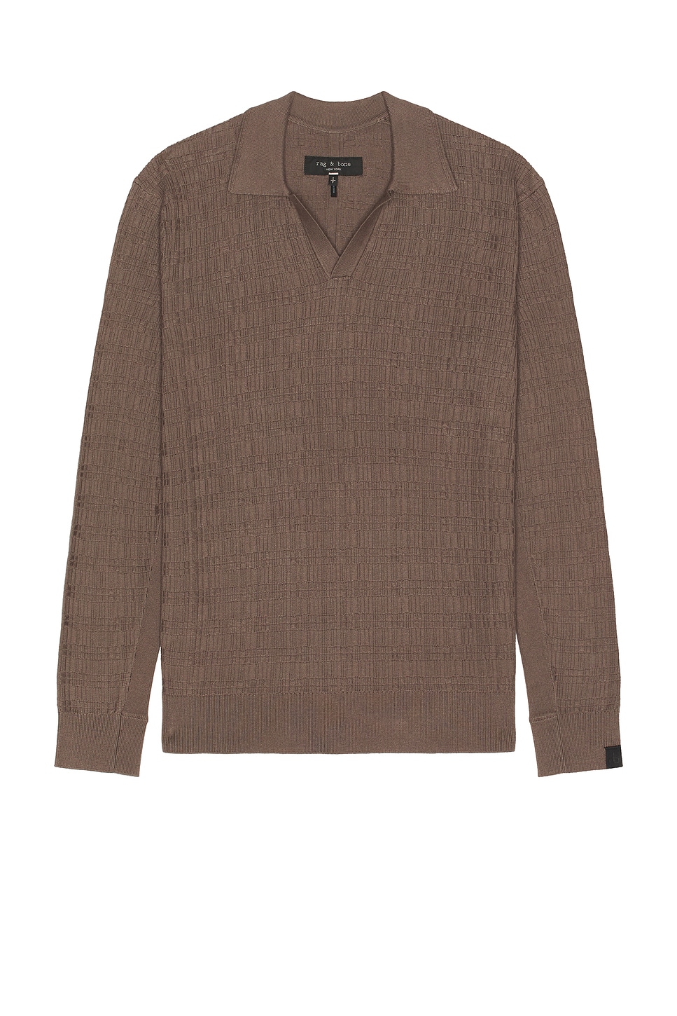 Image 1 of Rag & Bone Harvey Plaid Johnny Collar Polo in Brown